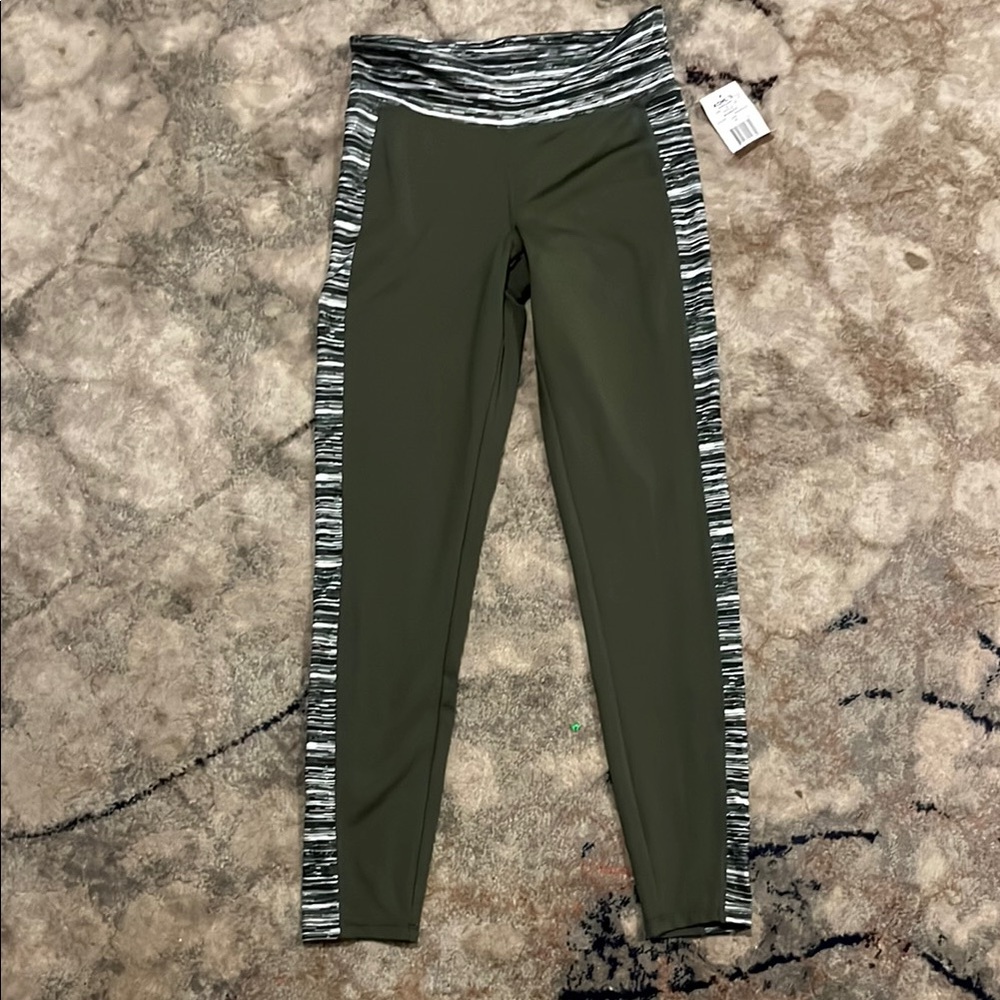 Cloud Chaser Green Leggings with white, black and green stripes